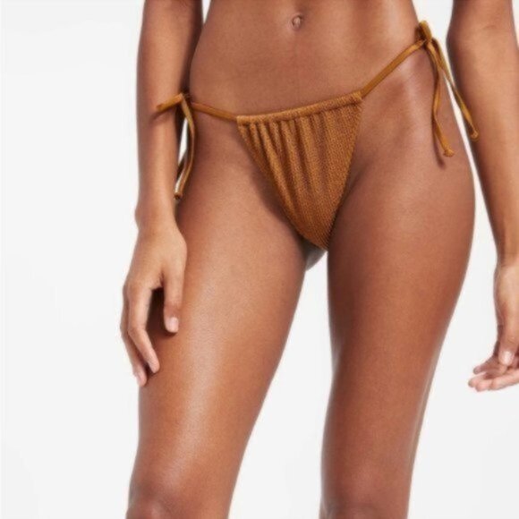 Good American Other - NWT Good American Women's Brown Always Fits Tint Ties Swim Bottom Size Medium